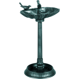Outsunny Green Shell Basin Garden Bird Bath with 2 Decorative Birds - thumbnail 1