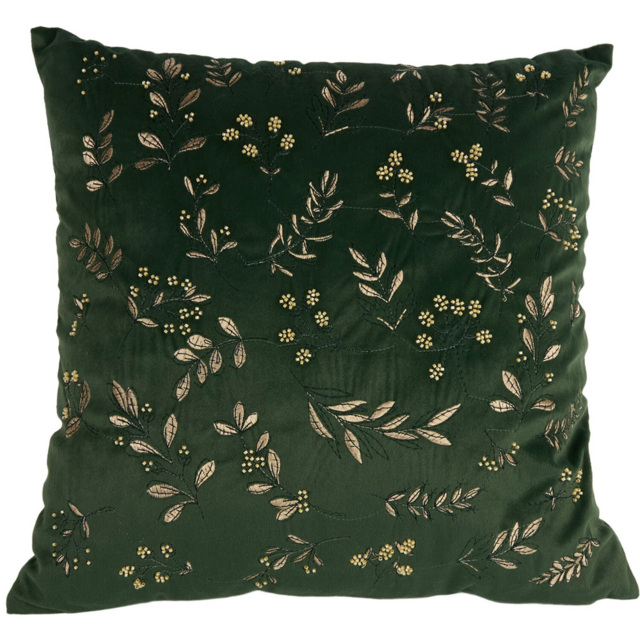 Foliage Embroidered Cushion Green - image 1