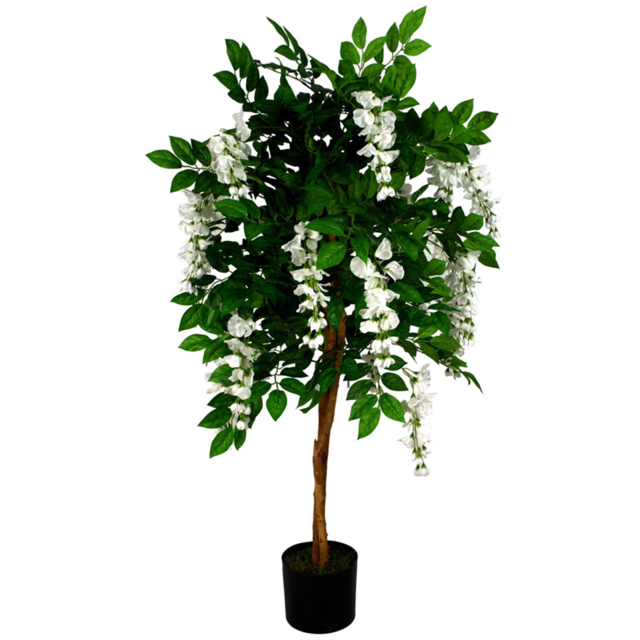 Leaf Artificial Wisteria Tree White Flower Plant in Pot 130cm - image 1