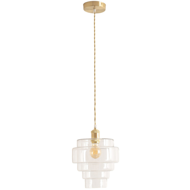 ValueLights Lane Brushed Gold and Clear Glass 5 Tier Ceiling Pendant Light - image 1
