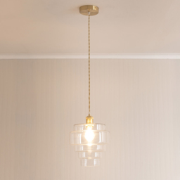 ValueLights Lane Brushed Gold and Clear Glass 5 Tier Ceiling Pendant Light - thumbnail 2