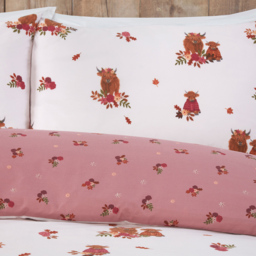 Lola Highland Cows Duvet Set Blush Double - thumbnail 3