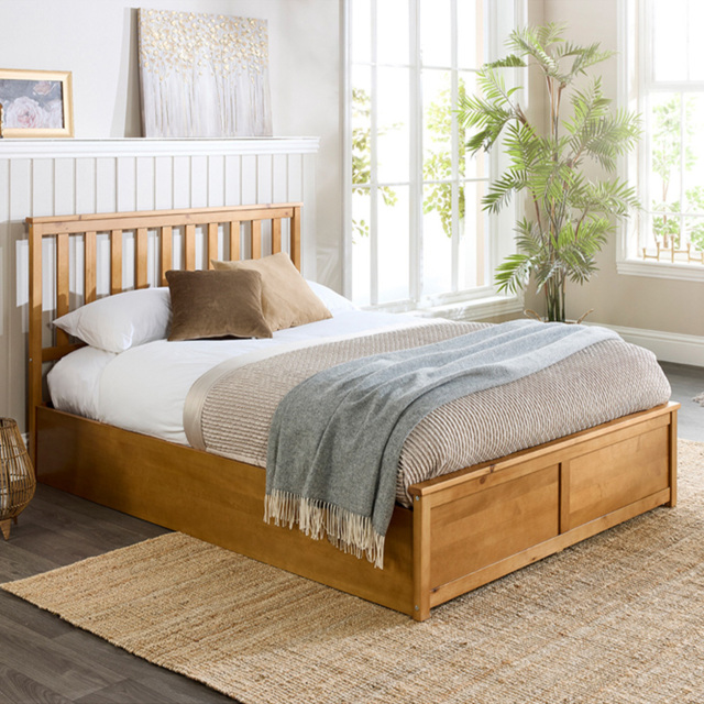 Aspire Natural Single Wooden Ottoman Storage Bed - image 1