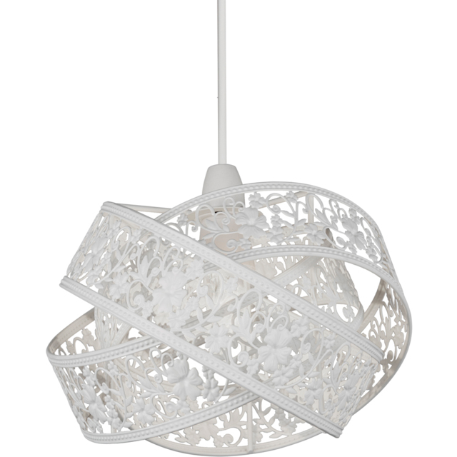 Lighting Collection 3 Ring Matt White Fretwork Pattern Shade - image 1