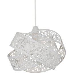 Lighting Collection 3 Ring Matt White Fretwork Pattern Shade