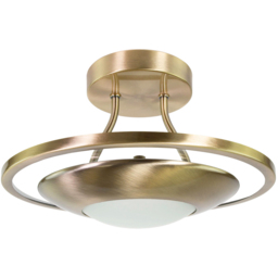 Happy Homewares Modernistic Antique Brass Semi Flush LED Ceiling Light Fitting