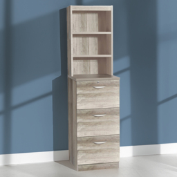 R White Cabinets Grey 3 Drawer 3 Shelf Filing Cabinet with Hutch