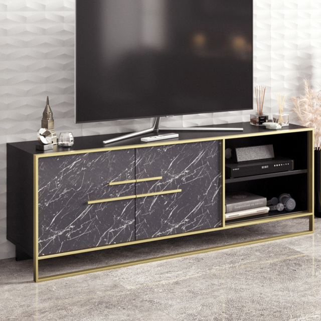 Decorotika Polka 2 Door Black Marble TV Unit - image 1