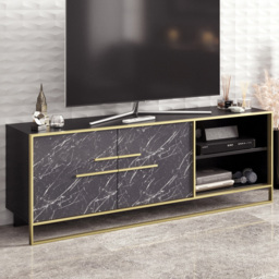 Decorotika Polka 2 Door Black Marble TV Unit