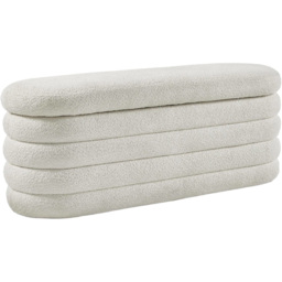 Julian Bowen Hailey Ivory Boucle Upholstered Ottoman Bench - thumbnail 2