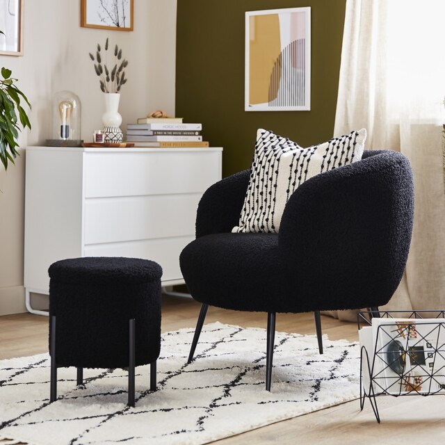 Tori Boucle Tub Chair - Black