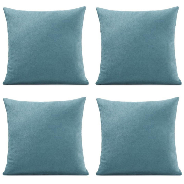 Alan Symonds Plain Velvet Chenille Teal Cushion with Polyester Filled Pad 45 x 45cm 4 Pack
