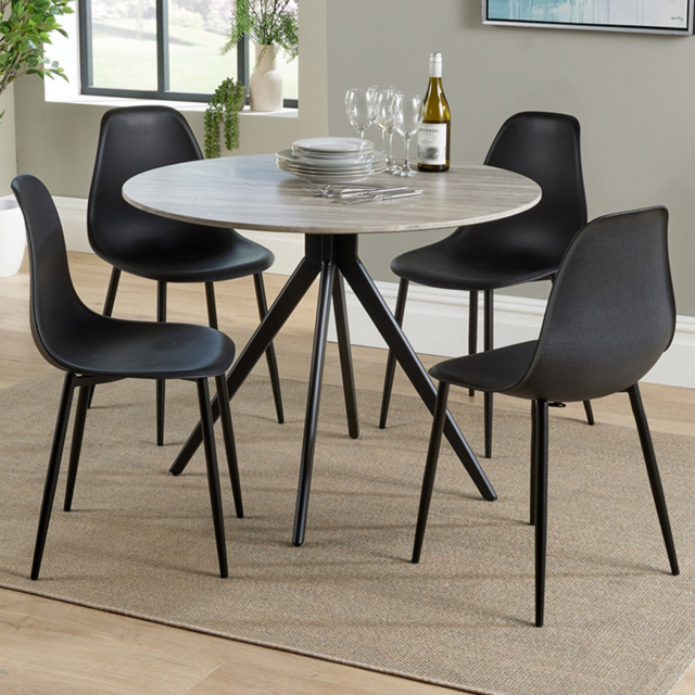 Core Products Aspen Grey Oak and Black 4 Seater Round Dining Set - image 1