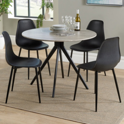 Core Products Aspen Grey Oak and Black 4 Seater Round Dining Set
