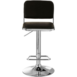 Premier Housewares Stockholm Black Seat and Chrome Base Bar Stool - thumbnail 2