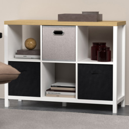 Homebase Clever Cube White and Light Oak Effect 6 Shelf Storage Unit