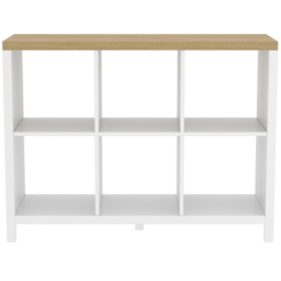Homebase Clever Cube White and Light Oak Effect 6 Shelf Storage Unit - thumbnail 3
