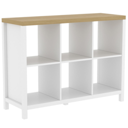 Homebase Clever Cube White and Light Oak Effect 6 Shelf Storage Unit - thumbnail 2