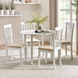 Julian Bowen Orwell White 4 Seater Round Dining Set