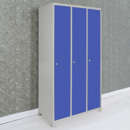 MonsterShop 3 Door Blue Wide Metal Storage Locker