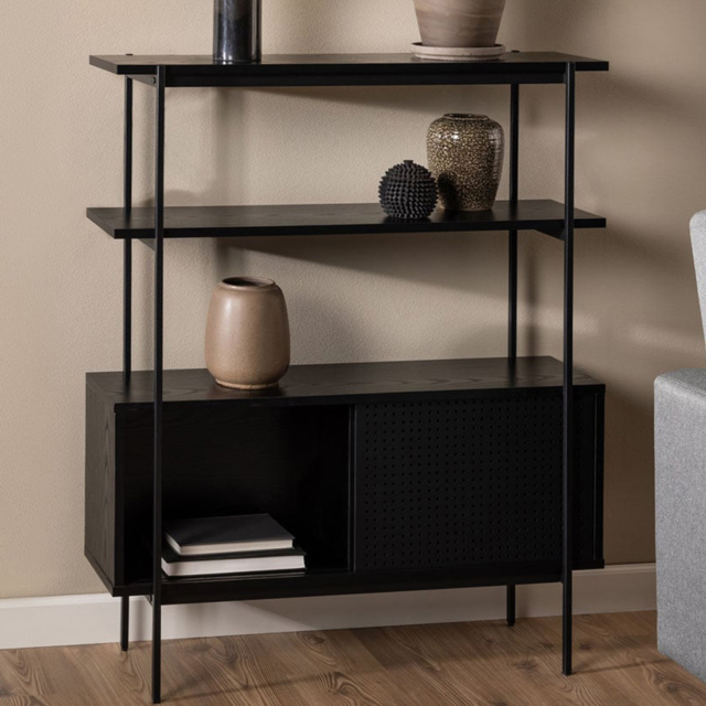 Florence Angus 2 Door Black Small Bookcase - image 1