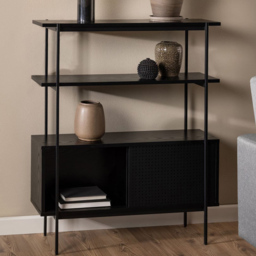 Florence Angus 2 Door Black Small Bookcase