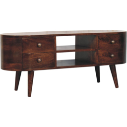 Artisan Furniture California Walnut 4 Drawer 2 Shelf Solid Wood Rounded Entertainment Unit - thumbnail 3