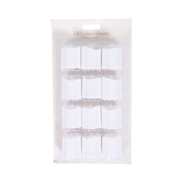 Set of 12 Votive LED Candles - White - image 1
