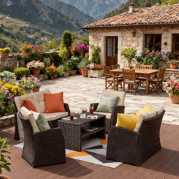 Furniture One Brown 6 Seater Rattan Garden Furniture Set - thumbnail 3