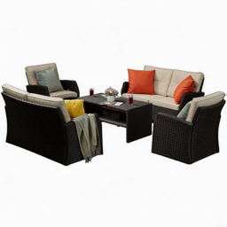Furniture One Brown 6 Seater Rattan Garden Furniture Set - thumbnail 2