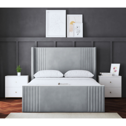 DS Living Elara Double Silver Winged Panel Bed Frame with Headboard - thumbnail 4