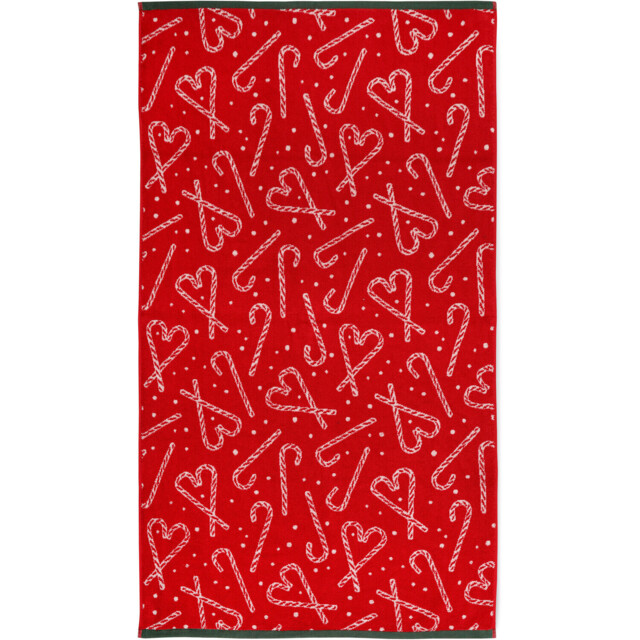 Red Candy Cane and Heart Bath Towel - image 1