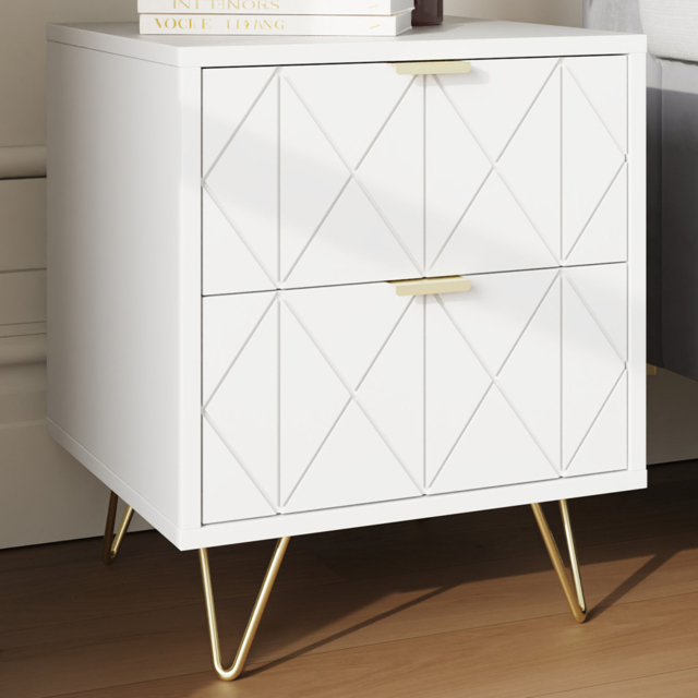 GFW Alora White 2 Drawer Bedside Table Set of 2
