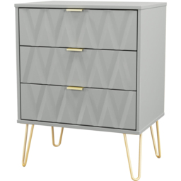 Crowndale Diamond 3 Drawer Dusk Grey Midi Chest of Drawers Ready Assembled - thumbnail 4