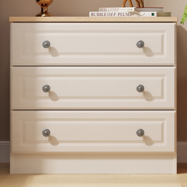 Crowndale Norfolk Kashmir Ash and Bardolino Oak 3 Drawer Chest of Drawers Ready Assembled - image 1
