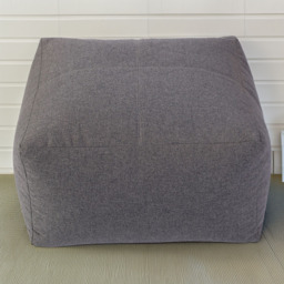 Kaikoo Grey Brushed Fabric Square Slab Bean Bag with Top Quilting