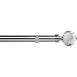 New Edge Blinds Chrome Fixed Length Eyelet Metal Curtain Pole Set with Bella Finial 130cm