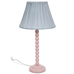 ValueLights Bobbins Blue Stripe Shade Rose Pink LED Table Lamp