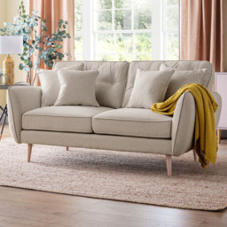 Opry Faro 2 Seater Button Back Beige Sofa - thumbnail 1