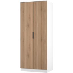 Crowndale Java Slatt Effect and White 2 Door Wardrobe - thumbnail 4