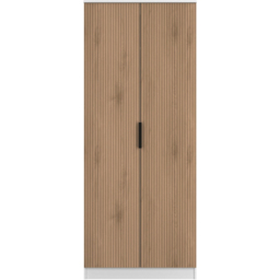 Crowndale Java Slatt Effect and White 2 Door Wardrobe - thumbnail 2