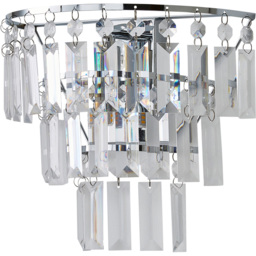 ValueLights Kelsks Acrylic Clear Jewel Droplet Chrome Wall Light with LED Bulb - thumbnail 1