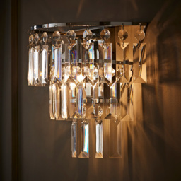 ValueLights Kelsks Acrylic Clear Jewel Droplet Chrome Wall Light with LED Bulb - thumbnail 2