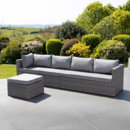 Artemis Home Della 5 Seater Grey Rattan Sectional Outdoor Corner Sofa Set - thumbnail 4