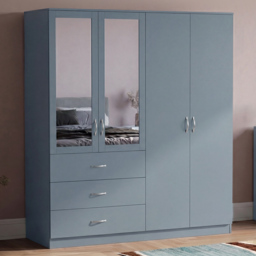 Vida Designs Riano Grey 4 Door 3 Drawer Mirrored Wardrobe