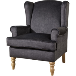 Home Source Helena Charcoal Wingback Armchair with Wooden Legs - thumbnail 2