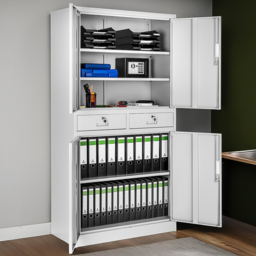 tectake Cosmo 4 Door 2 Drawer Light Grey Filing Cabinet