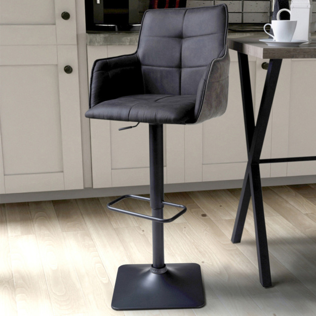 Orion Dark Grey Suede Effect Bar Stool Set of 2 - image 1