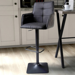 Orion Dark Grey Suede Effect Bar Stool Set of 2 - thumbnail 1