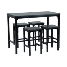 Nina 4 Seater Wood Effect Dining Nest with 4 Wood Effect Bar Stools - Black - thumbnail 2